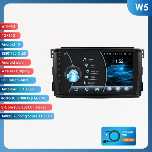 Car Multimedia System with Wireless CarPlay and Android Auto — In-Dash, OSSURET