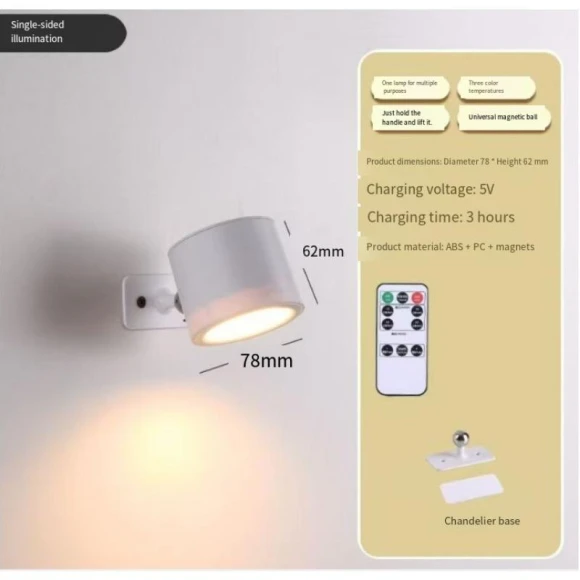 Magnetic Wall Light with Remote Control, Touch RGB, Wireless Charging, Ambient Sunset Projection Night Light — Night Lights, Lminmin