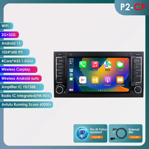 4G Android Car Stereo with GPS and CarPlay — In-Dash, OSSURET