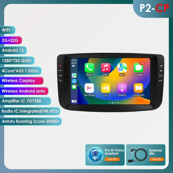 9-inch Carplay 4G 2 Din Android 13 Car Radio — In-Dash, Hizpo