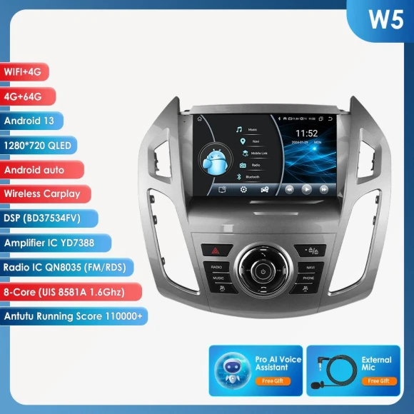 9-inch Carplay 4G 2 Din Android 13 Car Radio — In-Dash, OSSURET