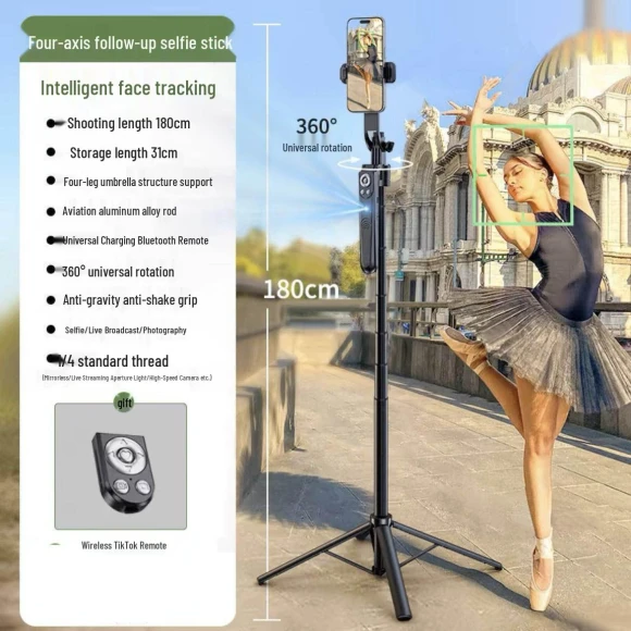 AI Smart Face Tracking Gimbal Selfie Stick with Tripod — Selfie Sticks, Chose One