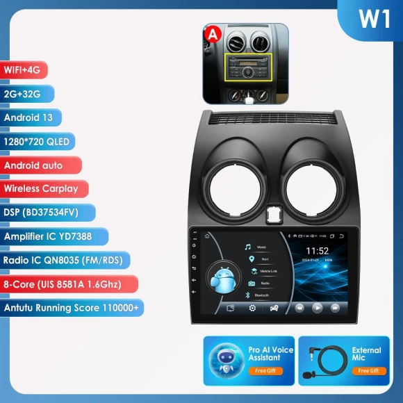 AI Voice Car Radio Android Auto Multimedia — In-Dash, Hizpo