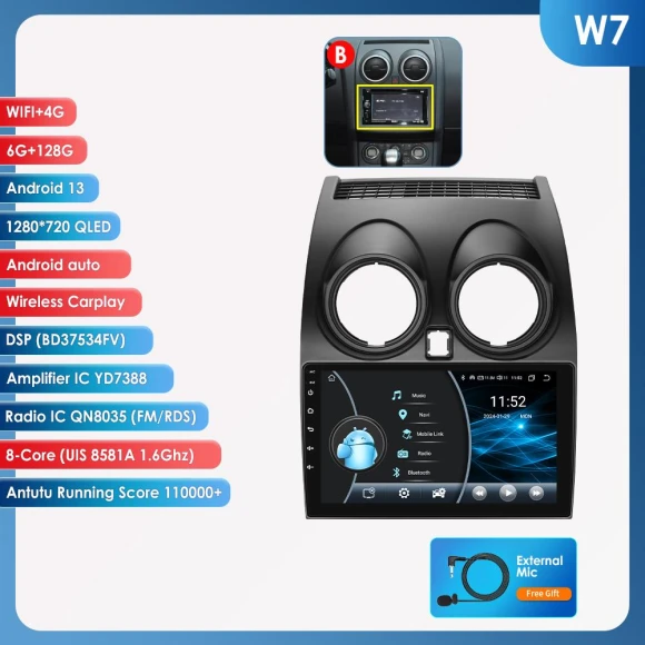 AI Voice Car Radio with Android Auto and CarPlay — In-Dash, Hizpo