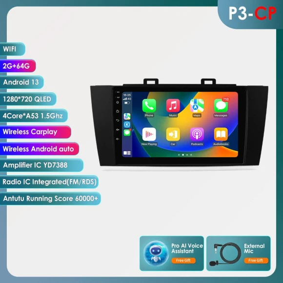 Android 13 Car Multimedia Radio with CarPlay and Android Auto — In-Dash, Hizpo