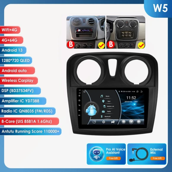 Car Multimedia System with 4G and Android 13 — In-Dash, OSSURET