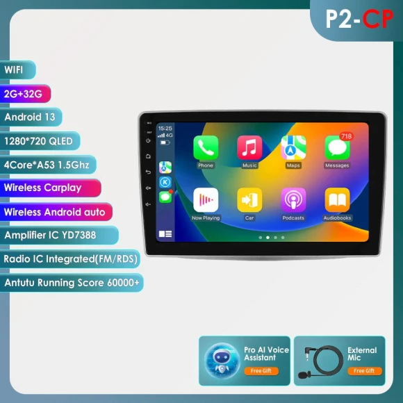 Car Multimedia System with Wireless CarPlay and Android Auto — In-Dash, Hizpo