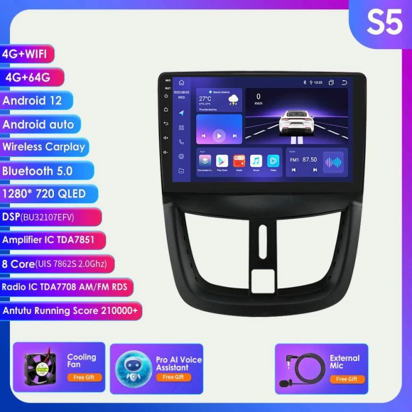 Car Multimedia Video Player with GPS and Android Auto — In-Dash, Hizpo