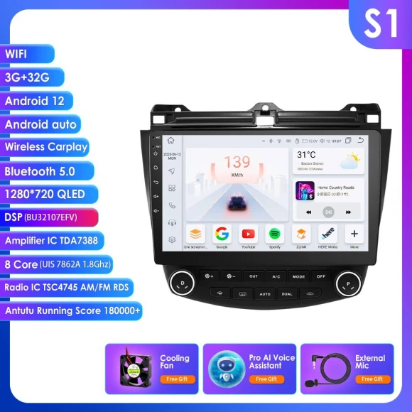 Wireless CarPlay Android 13 Double Din Car Multimedia Player — In-Dash, OSSURET