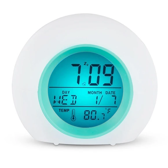 Creative 7 Color Round LED Digital Alarm Clock with Touch Control — Alarms & Clocks, Daily necessities-V