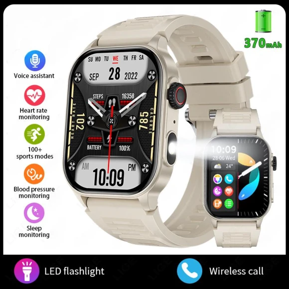 Smart Watch with Flashlight, Large HD Display, Voice AI, Bluetooth Calling, Health Monitor — Smartwatches, QLY Online