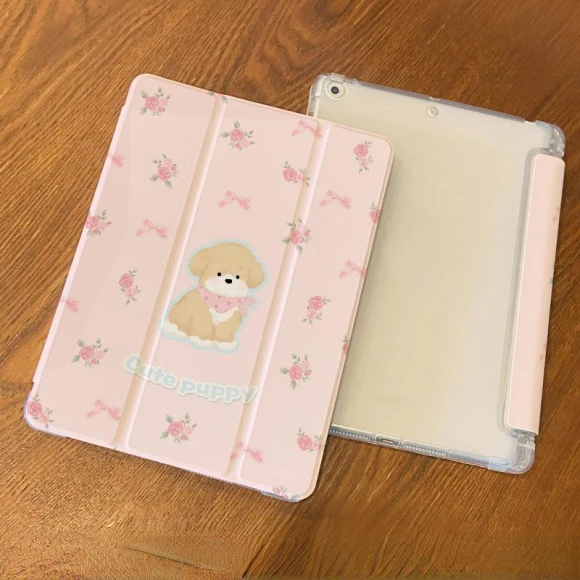 High-Quality Smart Case for iPad with Floral Pattern and Cute Dog — Protective Cases, Joyway