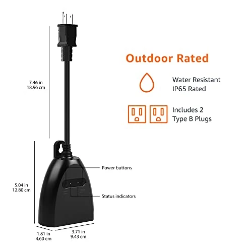 Outdoor Smart Plug with 2 Individually Controlled Outlets — Plugs, Amazon Basics