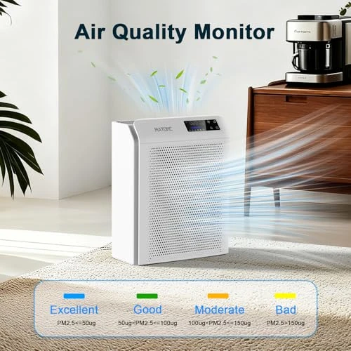 Smart Air Purifier for Home Bedroom Large Rooms — Activated Carbon Air Purifiers, MATONC