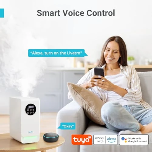 Smart Humidifier for Large Room with Warm & Cool Mist — Air Moisturizers, Livatro
