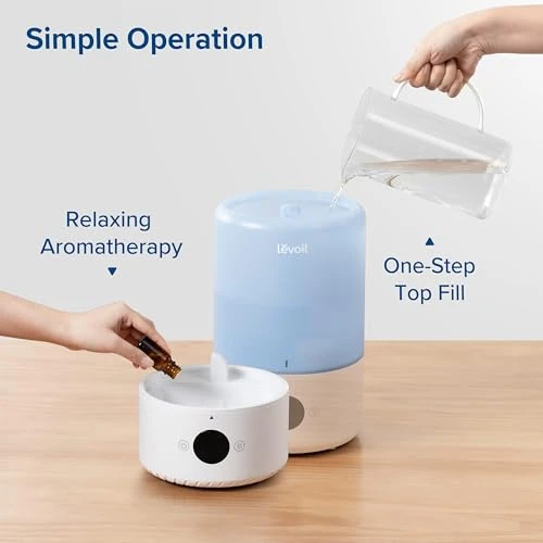 Smart Humidifier with App Control, Top Fill Design, and Essential Oil Diffuser — Air Moisturizers, LEVOIT