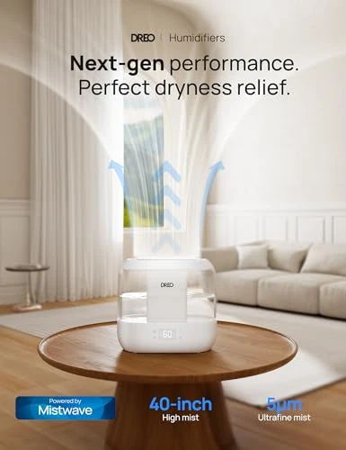Smart Humidifier with Top Fill, 36-Hour Runtime, and Voice Control — Air Moisturizers, Dreo