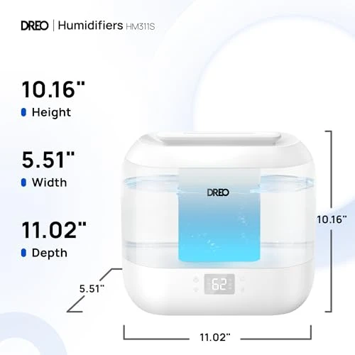 Smart Humidifier with Top Fill, 36-Hour Runtime, and Voice Control — Air Moisturizers, Dreo