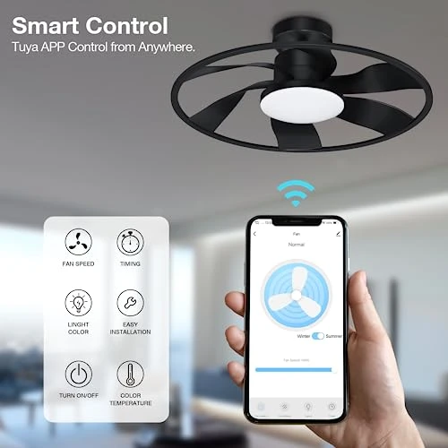 Smart Low Profile Ceiling Fan with Lights — Ceiling Fans, Hoenofly