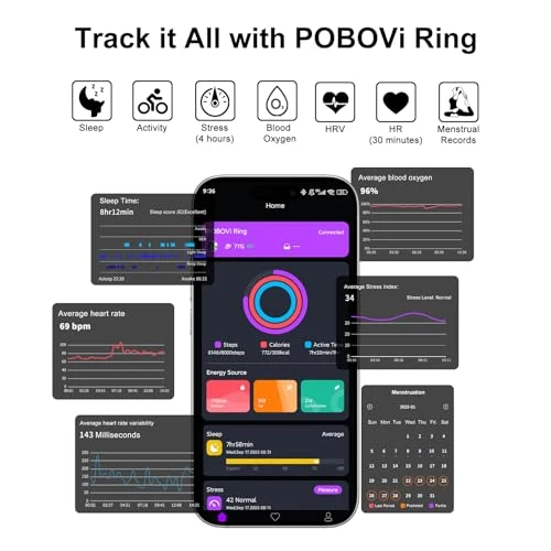 Smart Ring - Sleep, Fitness, Stress, Heart Rate Tracker — Smart Watch, POBOVi