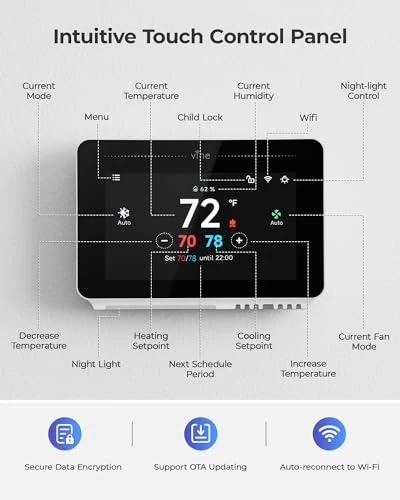 Smart Thermostat with Nightlight — HVAC Controls, vine