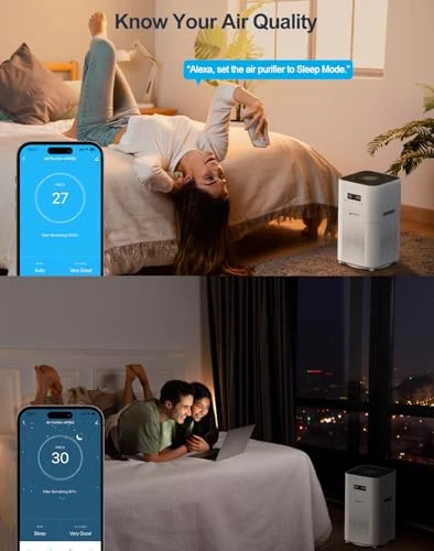Smart WiFi Air Purifier for Large Rooms — Activated Carbon Air Purifiers, DAYETTE