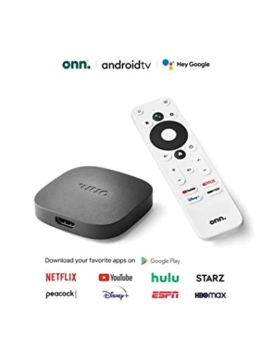 Android TV 4K UHD Streaming Device with Voice Remote Control — Ultra HD Media Players, Onn