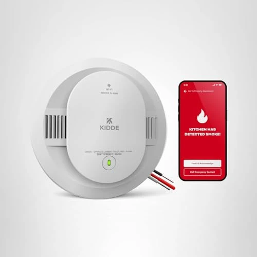 Hardwired App Enabled Smart Smoke Detector with AA Backup Battery, Interconnected Alarm — Carbon Monoxide Detectors, Kidde