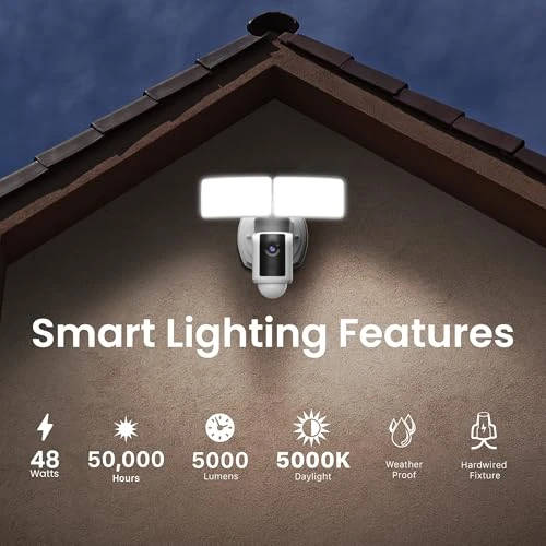 Outdoor LED Smart Security Camera with Motion Sensor, 2-Way Audio, 5000 Lumens Floodlight, Works with Alexa and Google... — Outdoor Security & Flood Lighting, Feit Electric