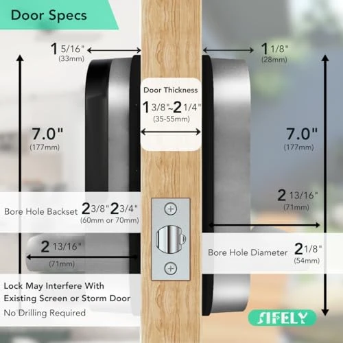 Smart Door Lock with Handle and Keypad — Electromagnetic Security Locks, Sifely