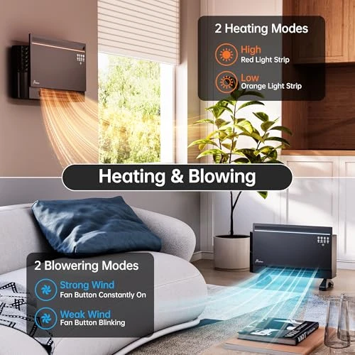 Smart Electric Panel Space Heater with Bluetooth Speaker, Lyric Display & RGB Lights — Portable Heating Solutions, Hawkrown