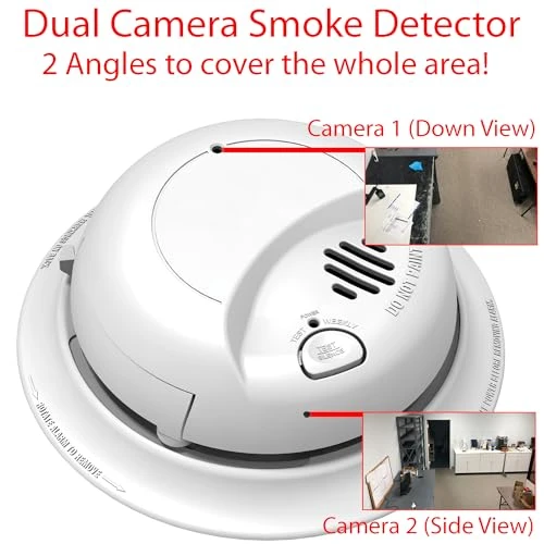 Wi-Fi Dual Camera Smoke Detector Fire Alarm Spy Camera — Covert Surveillance, Zeus CCTV