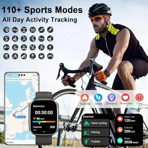 AI Smart Watch with ChatGPT, Bluetooth Calling, 110+ Fitness Modes, Health Monitor, IP68 Waterproof — Smartwatches, uaue
