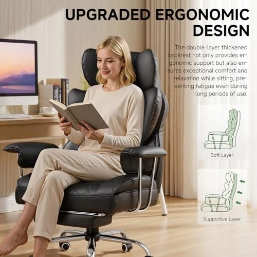 Big and Tall Office Chair with Footrest — Desk Chairs, COMHOMA