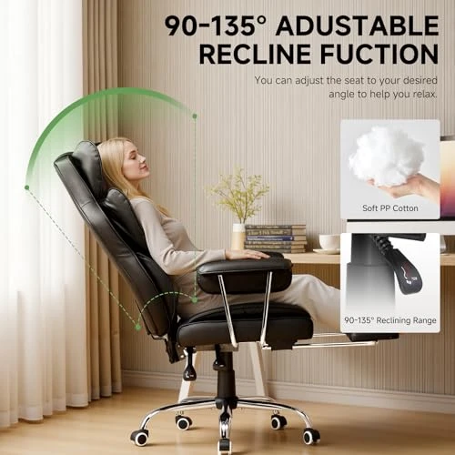 Big and Tall Office Chair with Footrest — Desk Chairs, COMHOMA