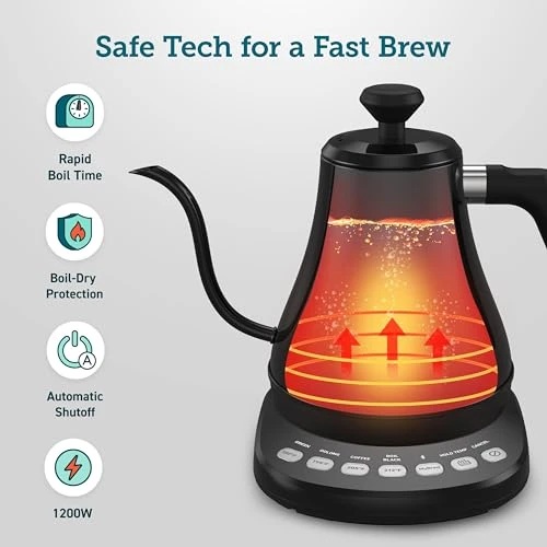 Electric Gooseneck Kettle with Variable Temperature Control — Kettles & Tea Machines, Cosori