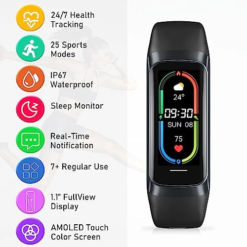 Fitness Watch with Heart Rate, Blood Pressure, Sleep Tracking, AMOLED Screen, Waterproof — Smartwatches, Moremore