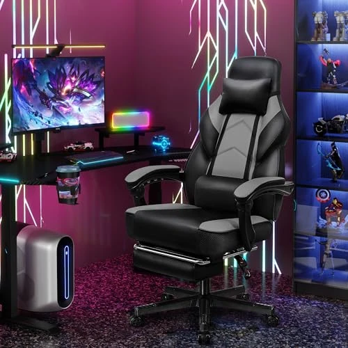 Gaming Chair with Footrest and Massage Lumbar Support — Gaming Seating Solutions, Meilocar