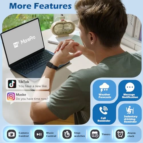 Health Fitness Tracker with Blood Oxygen Monitor, Heart Rate, Blood Pressure, and Sleep Tracking — Smartwatches, MorePro