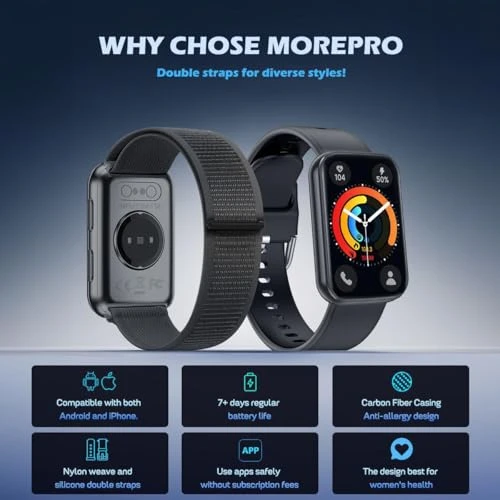 Health Fitness Tracker with Blood Oxygen Monitor, Heart Rate, Blood Pressure, and Sleep Tracking — Smartwatches, MorePro