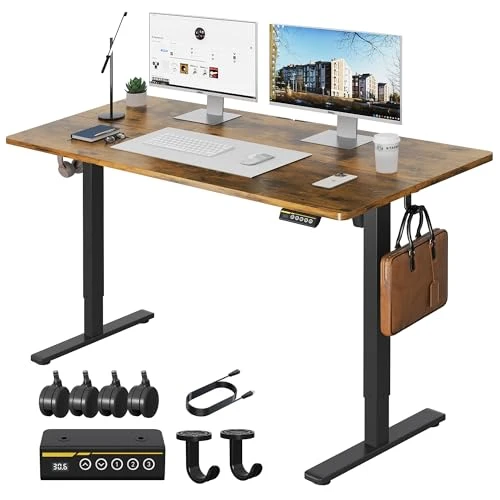 Large Electric Standing Desk with Lockable Wheels — Mounts, Gamork