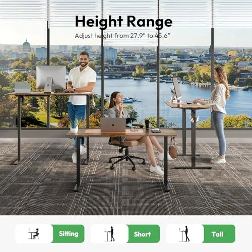 Large Electric Standing Desk with Lockable Wheels — Mounts, Gamork