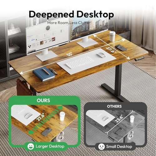 Large Electric Standing Desk with Lockable Wheels — Mounts, Gamork