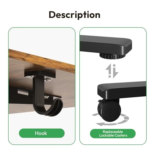Large Electric Standing Desk with Lockable Wheels — Mounts, Gamork