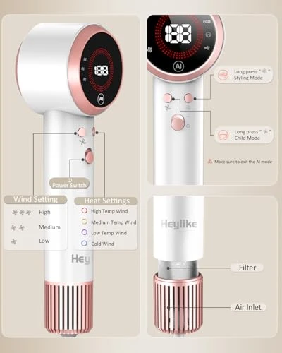 AI Smart High-Speed Hair Dryer with Plasma Ion Technology — Dryers & Accessories, Heylike
