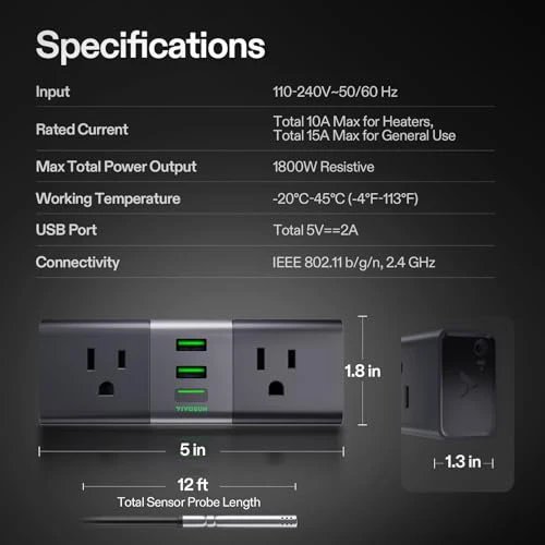 GrowHub Outlet Controller with Temperature and Humidity Sensor Probe — Outlet Switches, VIVOSUN