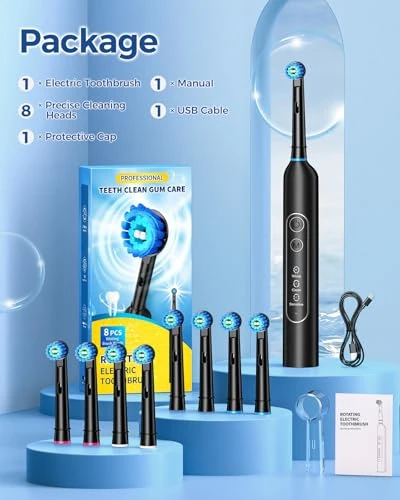 Rotating Electric Toothbrush for Adults with 8 Brush Heads — Sonic Electric Toothbrushes, TEETHEORY