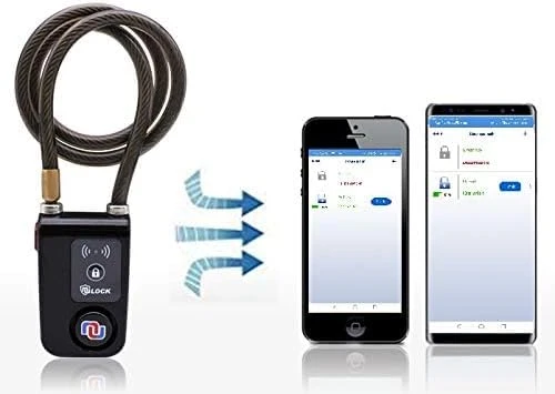 Keyless Bluetooth Bike/Motorcycle/Gate Lock with Alarm and Braided Steel Cable — Padlocks & Hasps, NUNET