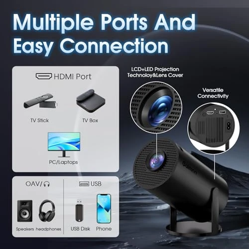 Mini Projector with WiFi and Bluetooth Built-in Apps — Home Theater Projectors, Gaimoo