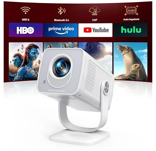 Mini Projector with WiFi6 and Two-Way Bluetooth5.4, 4K Smart 1080P Portable Outdoor Movie Projector with Android 13 &... — Home Theater Projectors, TOPTRO